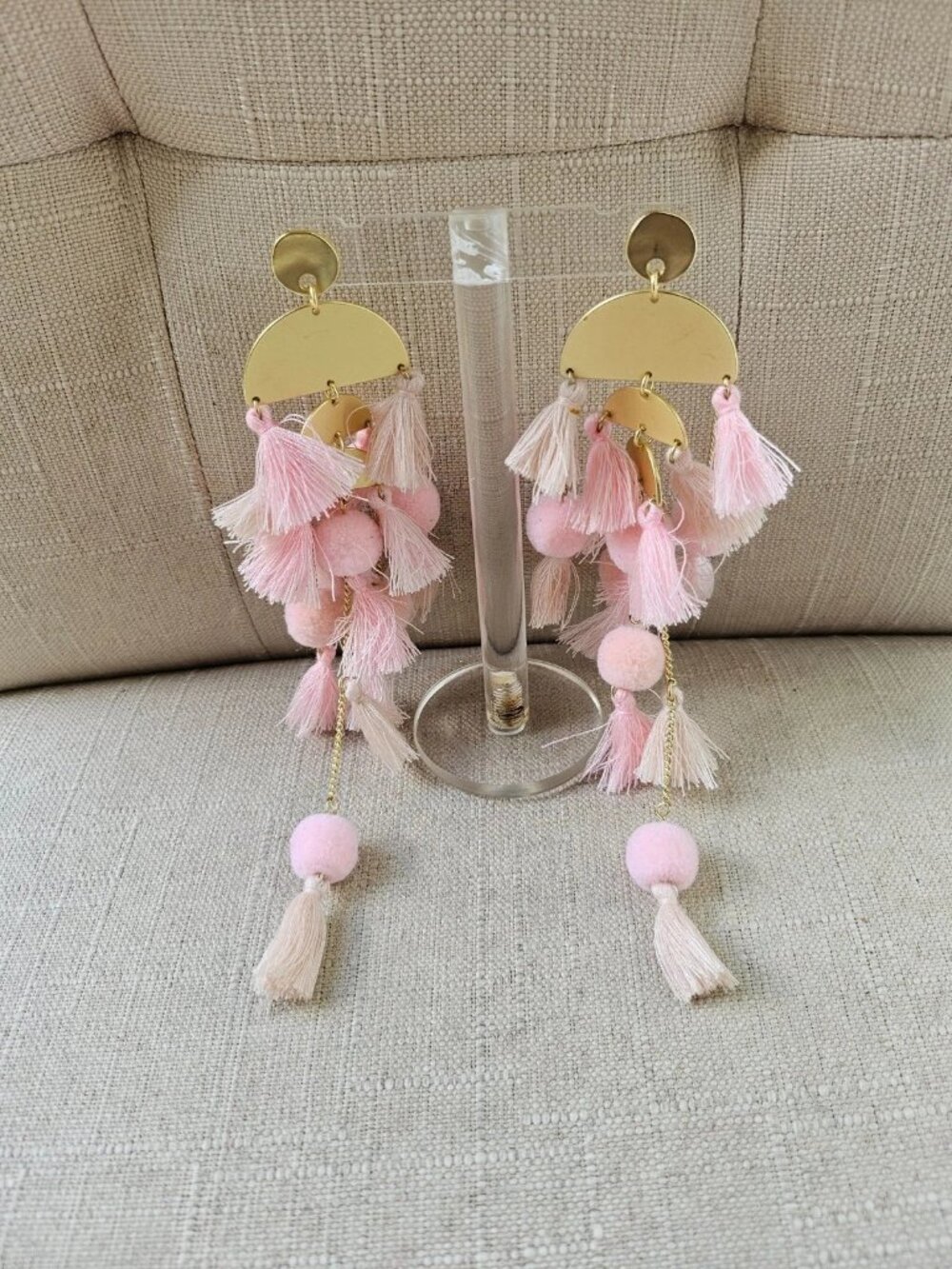 Nordstrom Earrings Pink Tassels/Fringe Drop Down Long Fashion Ear Jewelry NWOT